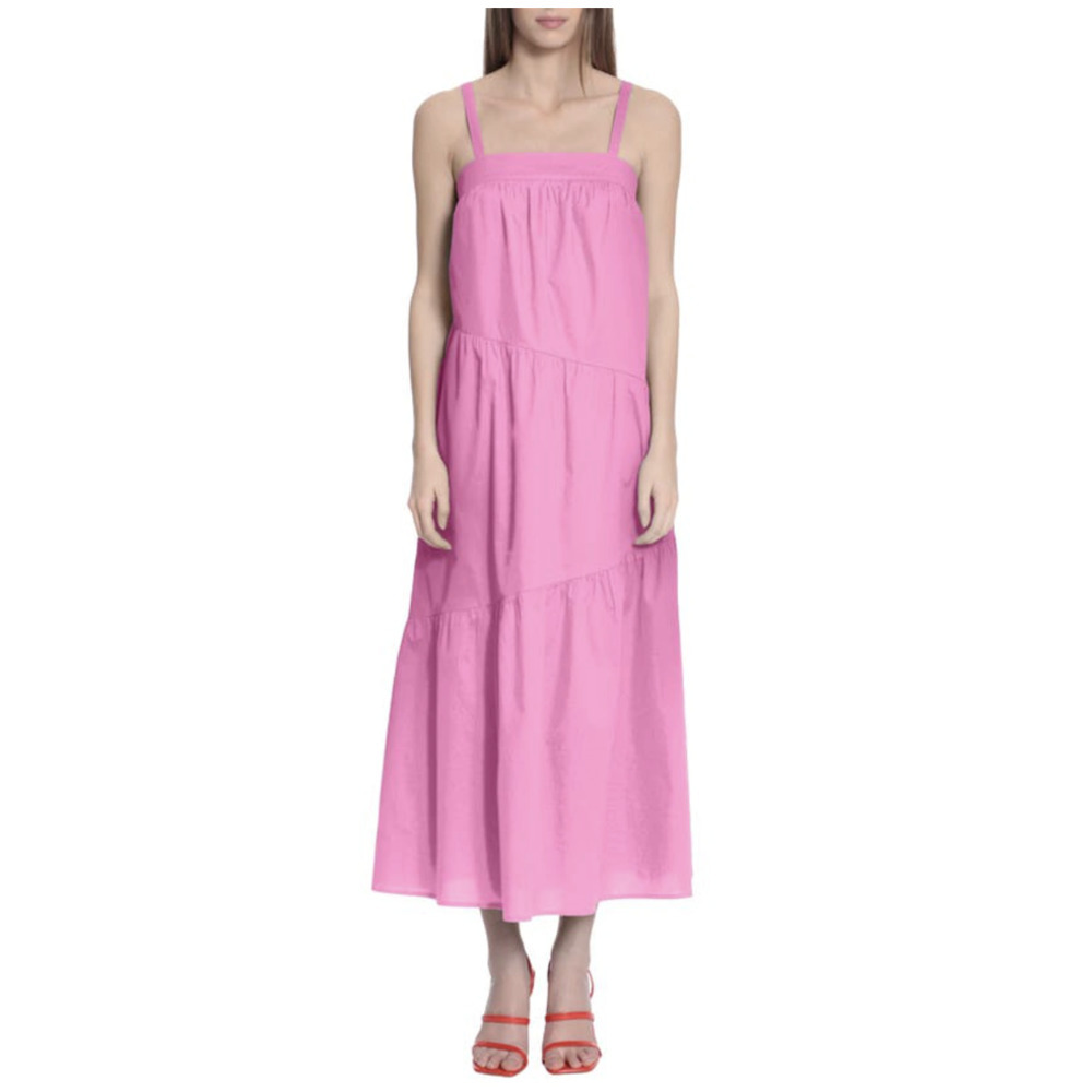 DONNA MORGAN Tiered Stretch Cotton Maxi Sundress In Strawberry Moon